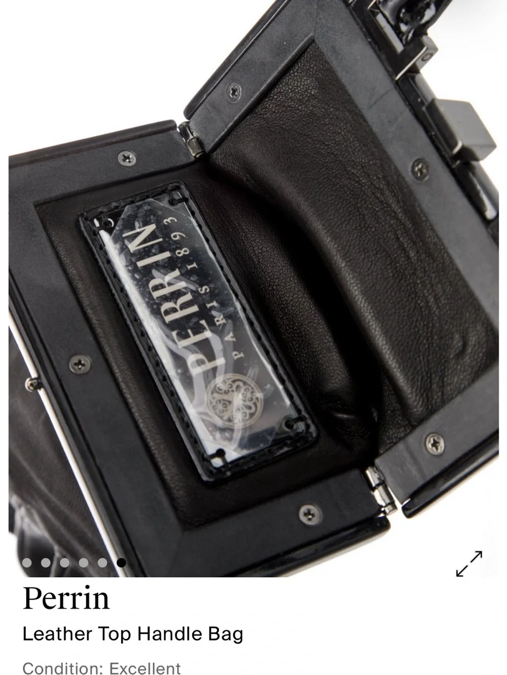 Perrin Black Glove-Shaped Leather Top Handle Bag